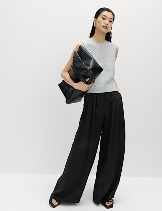 Pleat Front Palazzo Trousers