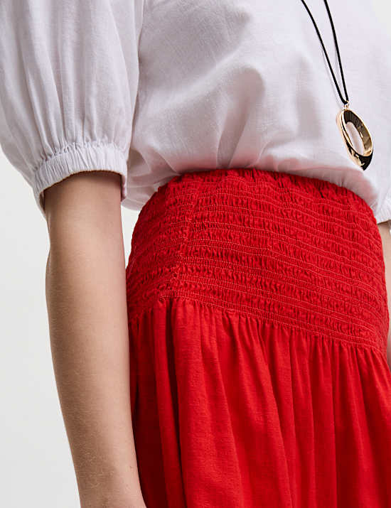 Linen Rich Maxi A-Line Skirt