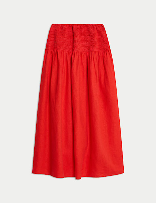 Linen Rich Maxi A-Line Skirt