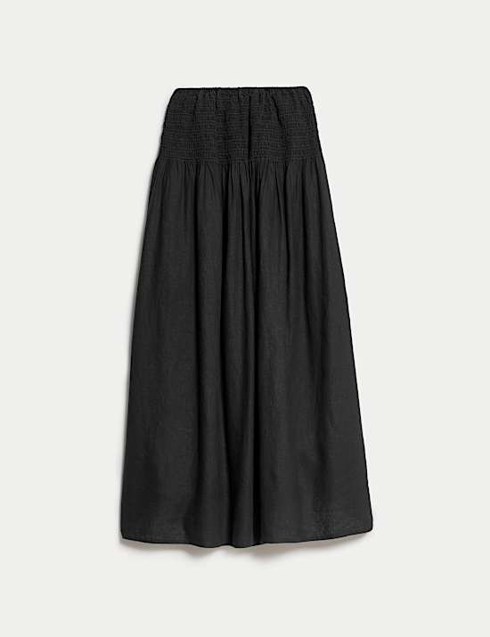 Linen Rich Maxi A-Line Skirt