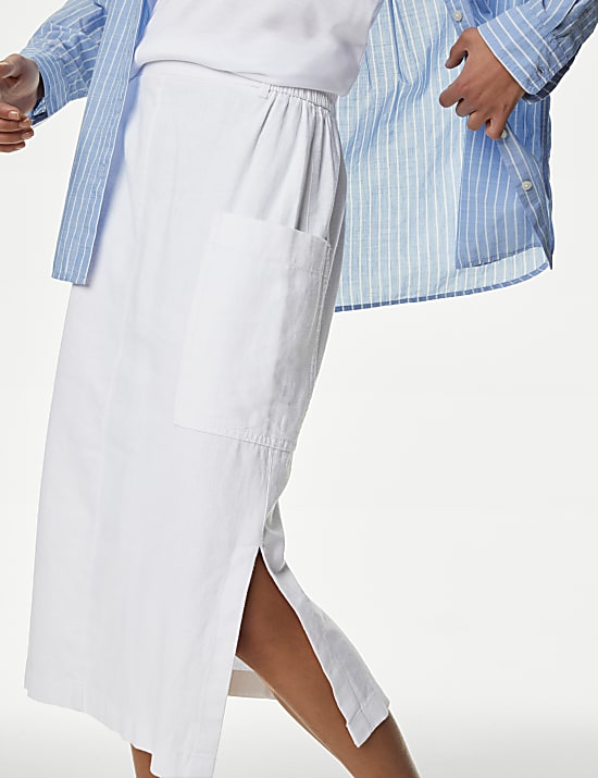 Linen Rich Midi Utility Skirt