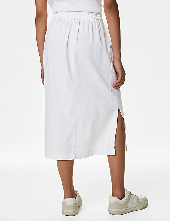Linen Rich Midi Utility Skirt