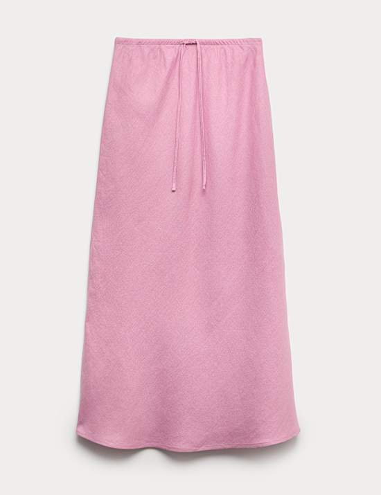 Pure Linen Bias Cut Maxi A-Line Skirt