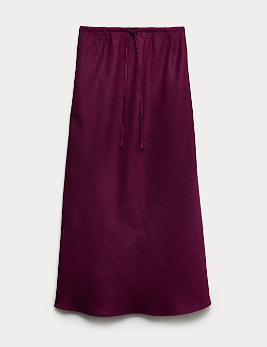 Pure Linen Bias Cut Maxi A-Line Skirt