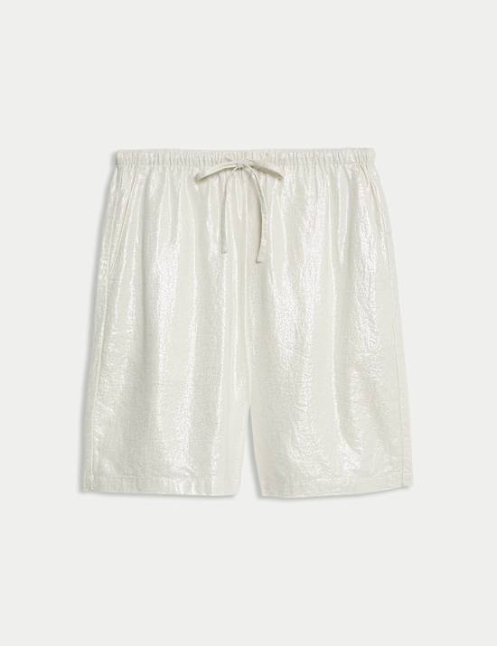Short taille haute en lin