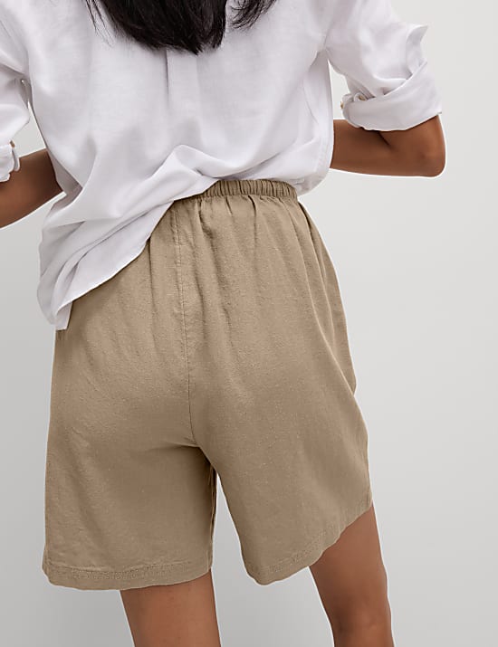 Linen Rich High Waisted Shorts