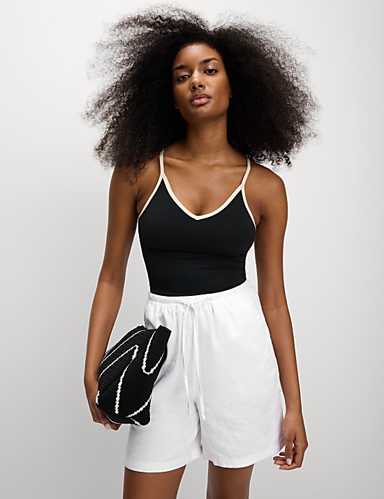 Linen Rich High Waisted Shorts