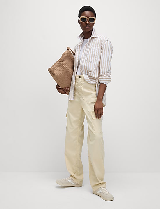 Lyocell Rich Cargo Straight Leg Trousers