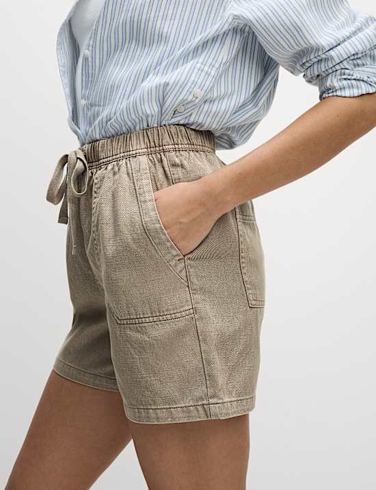 Cotton Blend Garment Dye Shorts