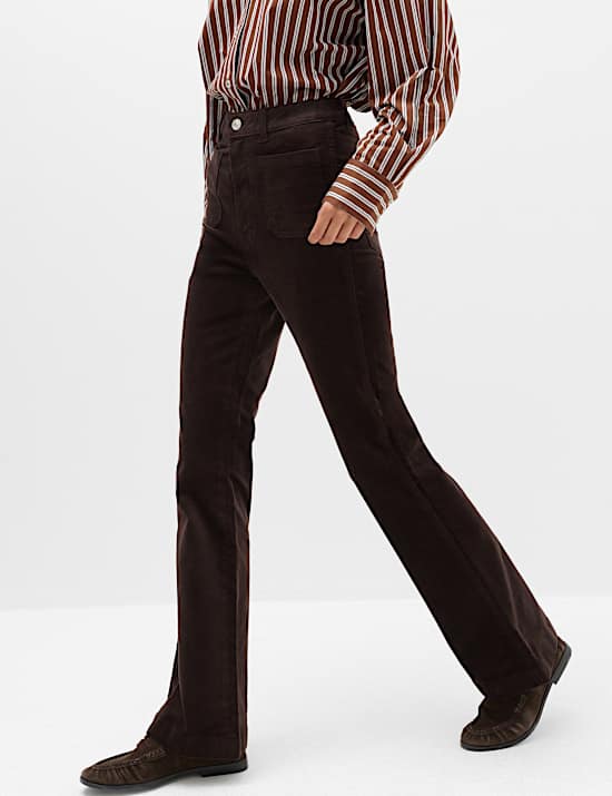 High Waisted Flared Corduroy Trousers