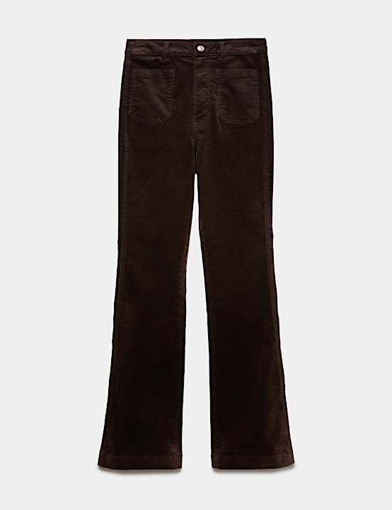 High Waisted Flared Corduroy Trousers