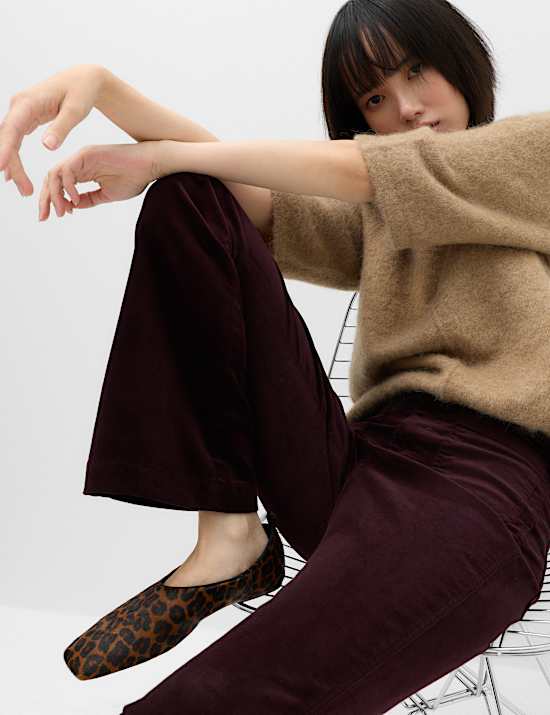 High Waisted Flared Corduroy Trousers