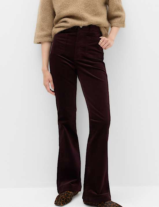 High Waisted Flared Corduroy Trousers