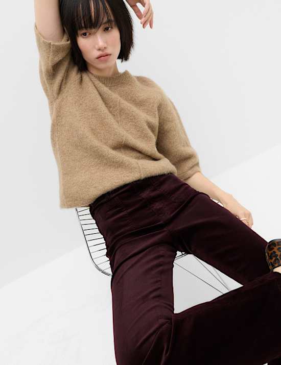 High Waisted Flared Corduroy Trousers