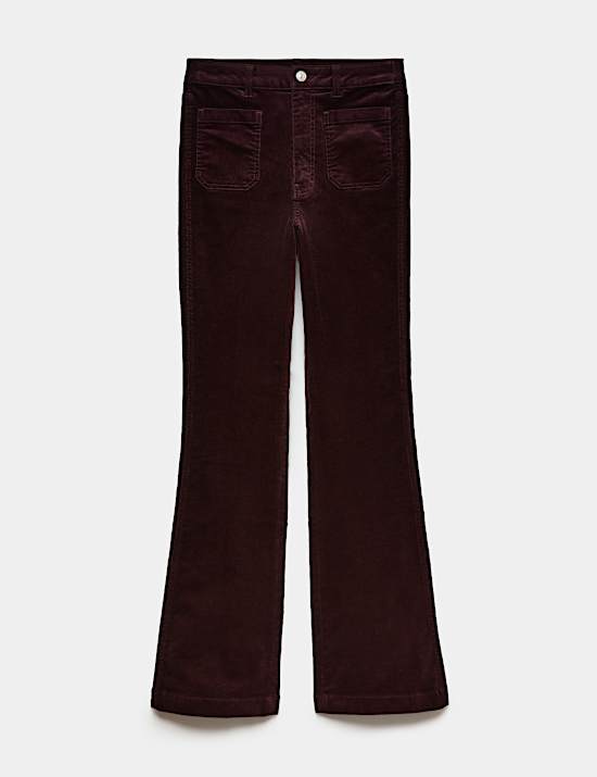 High Waisted Flared Corduroy Trousers