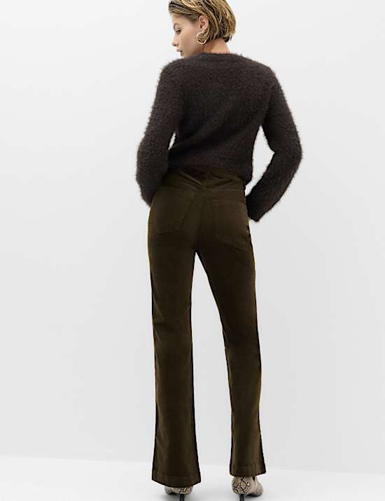 High Waisted Flared Corduroy Trousers