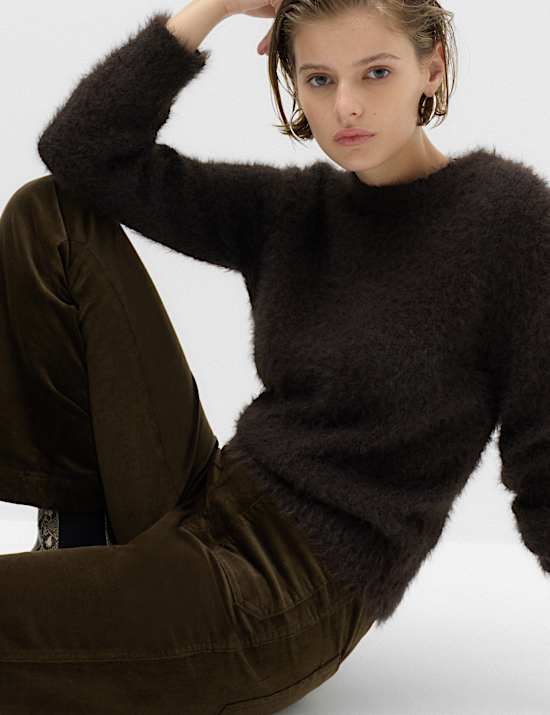 High Waisted Flared Corduroy Trousers