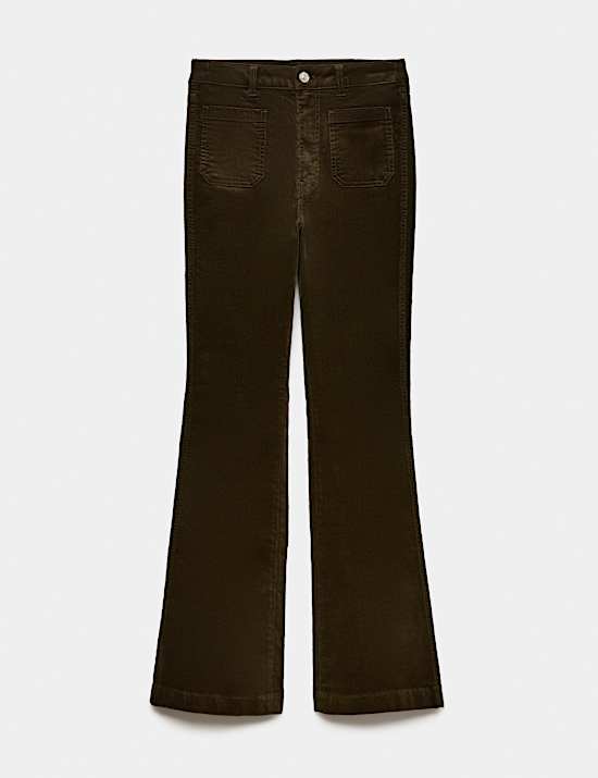 High Waisted Flared Corduroy Trousers