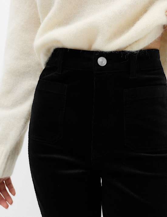 High Waisted Flared Corduroy Trousers