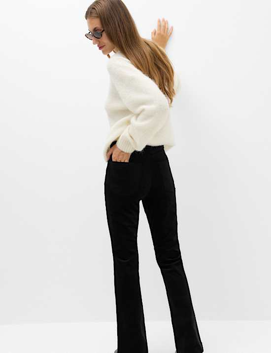 High Waisted Flared Corduroy Trousers