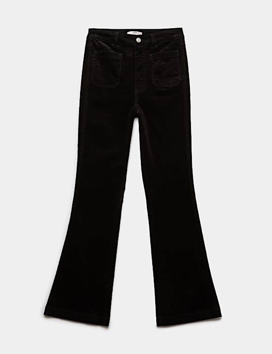 High Waisted Flared Corduroy Trousers