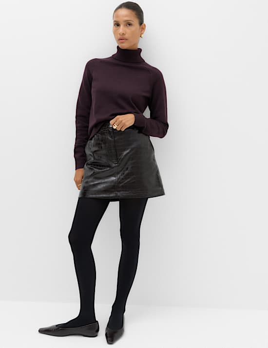 Faux Leather Croc Mini Skirt