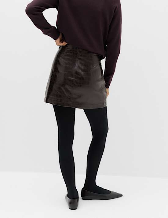 Faux Leather Croc Mini Skirt