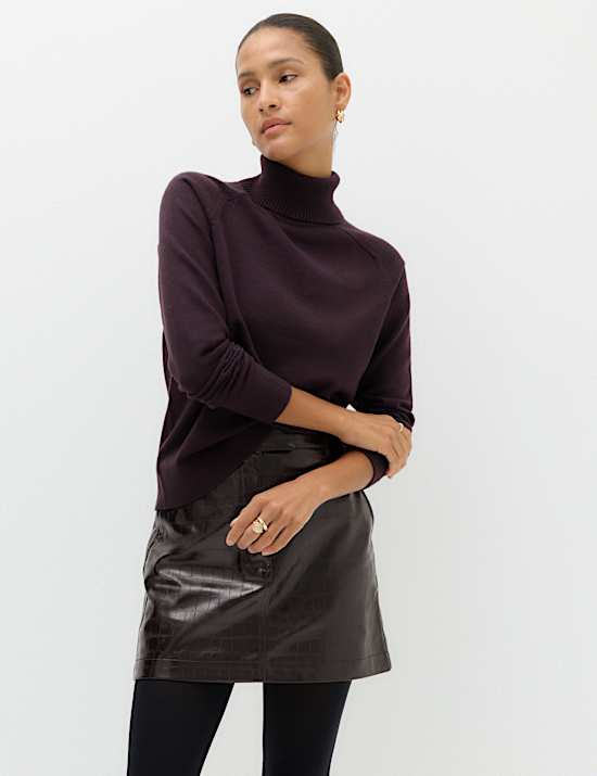 Faux Leather Croc Mini Skirt