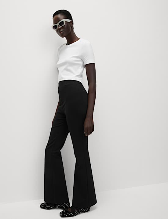 Kickflare-Leggings aus Ponté mit hohem Bund