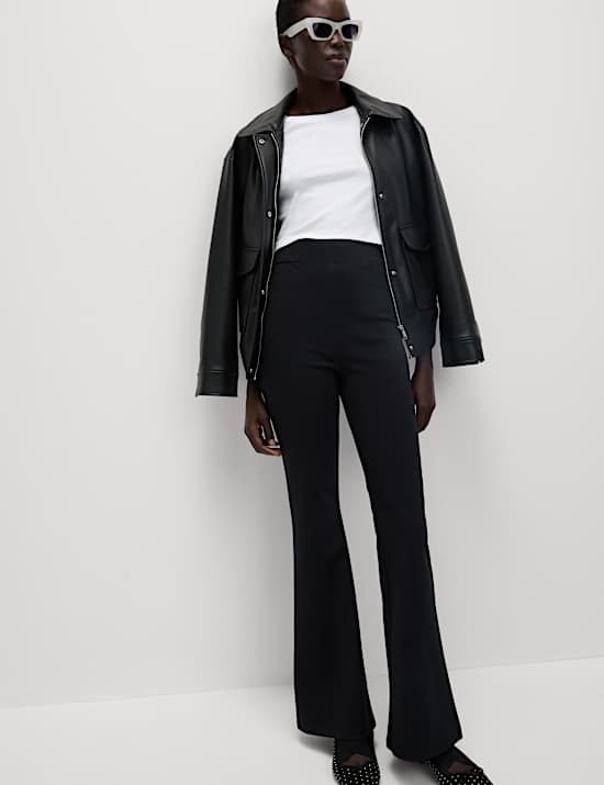 Kickflare-Leggings aus Ponté mit hohem Bund