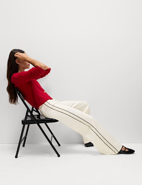 Pantalon coupe large en jersey à bande latérale