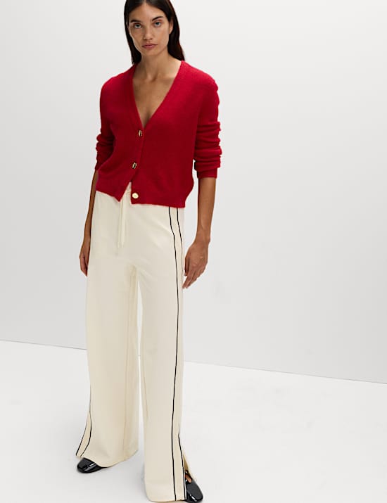 Jersey Side Stripe Wide Leg Trousers