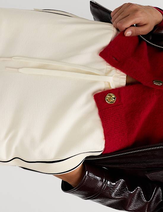 Jersey Side Stripe Wide Leg Trousers