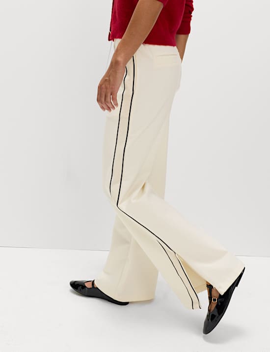 Jersey Side Stripe Wide Leg Trousers