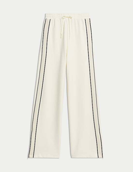 Jersey Side Stripe Wide Leg Trousers