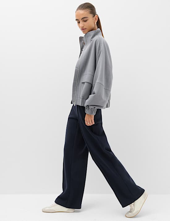 Cotton Rich Pintuck Wide Leg Trousers