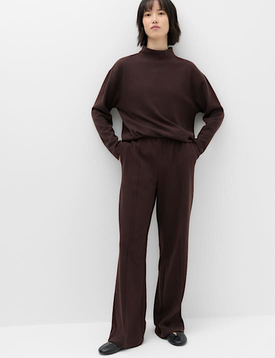 Cotton Rich Pintuck Wide Leg Trousers