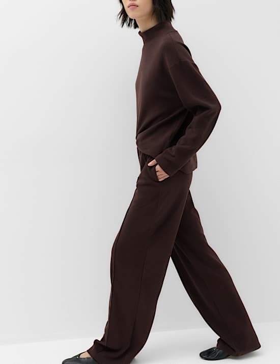 Cotton Rich Pintuck Wide Leg Trousers