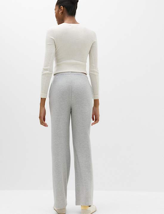 Cotton Rich Pintuck Wide Leg Trousers