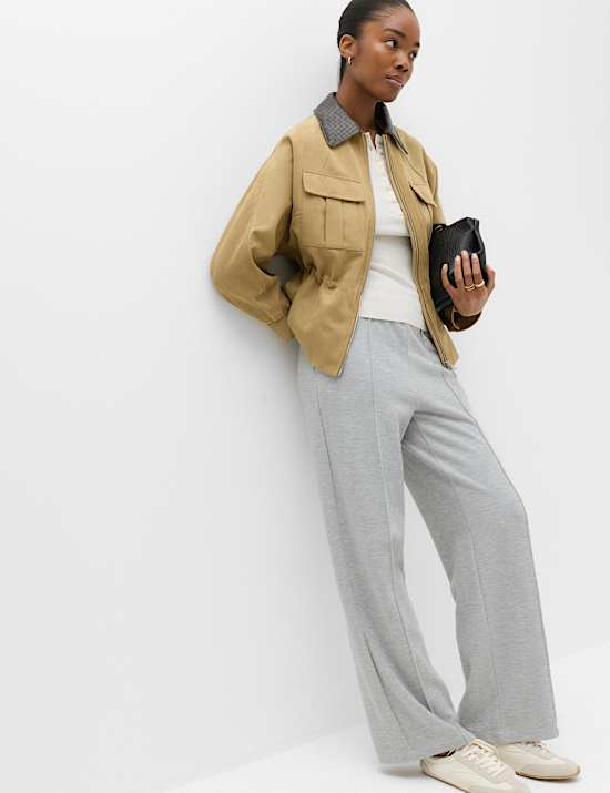 Cotton Rich Pintuck Wide Leg Trousers