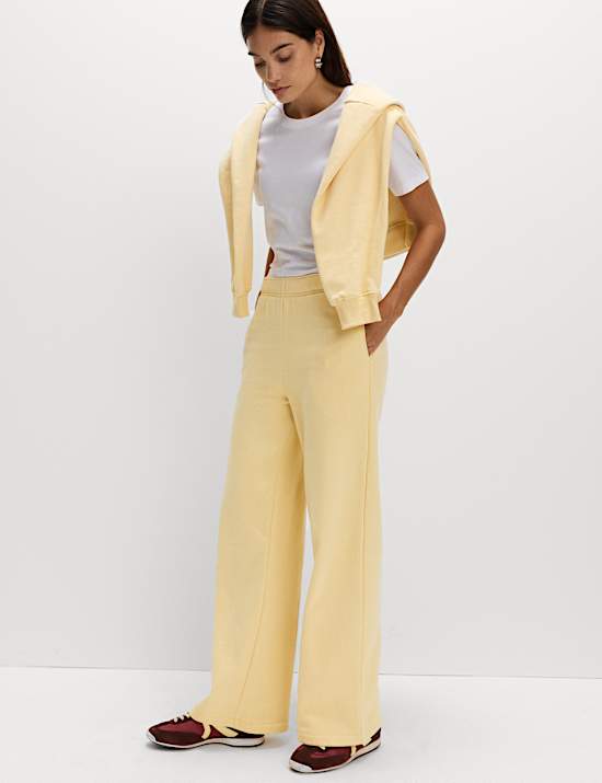 Cotton Rich Drawstring Wide Leg Joggers