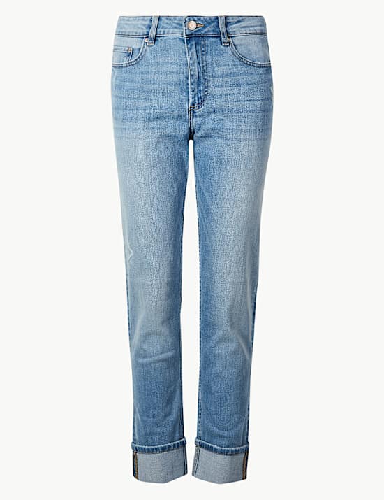 Mid Rise Relaxed Slim Leg Jeans