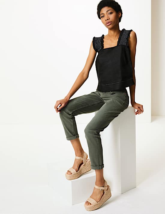 Relaxed Mid Rise Slim Jeans