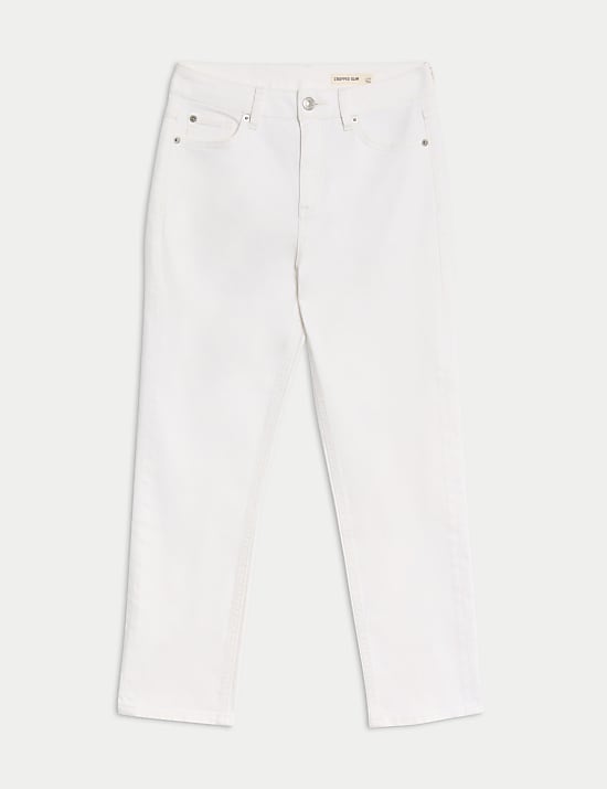 High Waisted Slim Fit Cropped Jeans