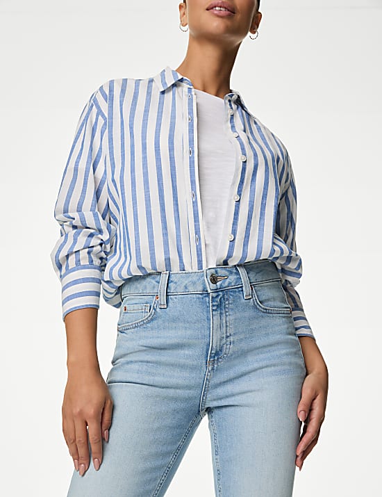 Pantacourt en jean coupe slim taille haute