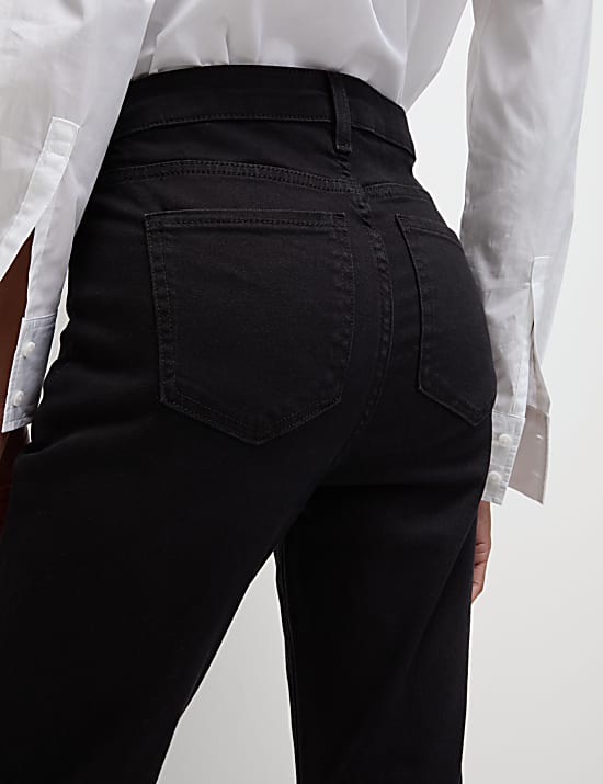 High Waisted Slim Fit Cropped Jeans