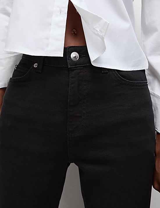 High Waisted Slim Fit Cropped Jeans