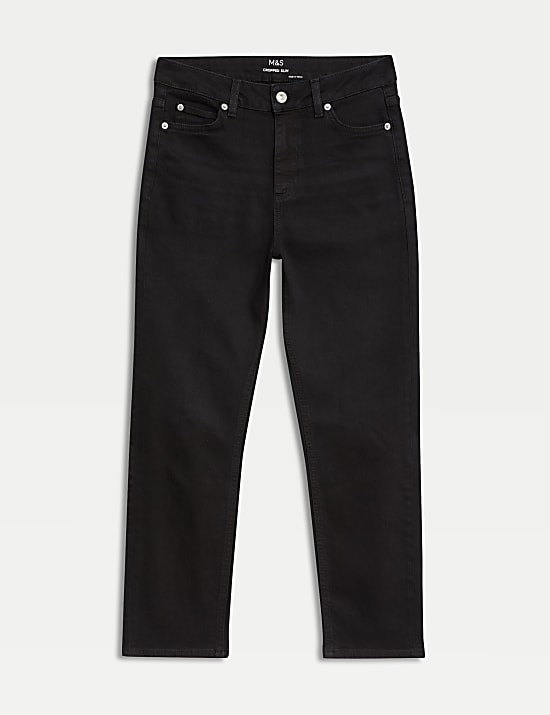High Waisted Slim Fit Cropped Jeans