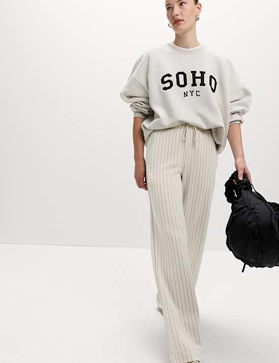 Pantalon de jogging coupe large en modal mélangé à rayures