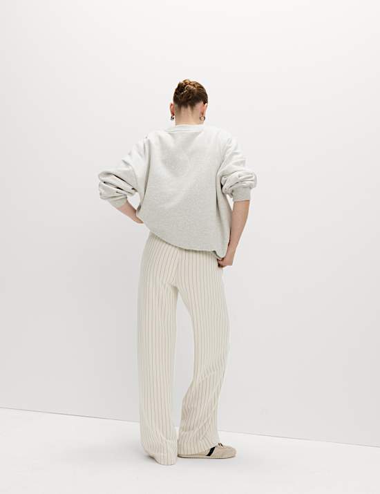 Pantalon de jogging coupe large en modal mélangé à rayures